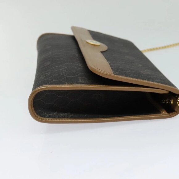 Christian Dior Honeycomb Canvas Chain Shoulder Bag PVC Black Gold Auth EC097 - Picture 11 of 15